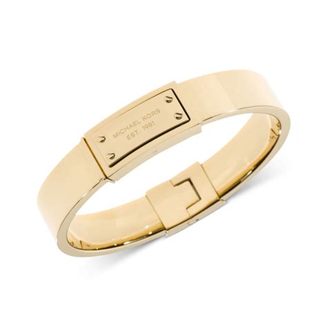 michael kors plaque stretch bracelet yellow gold|Michael Kors gold bracelet sale.